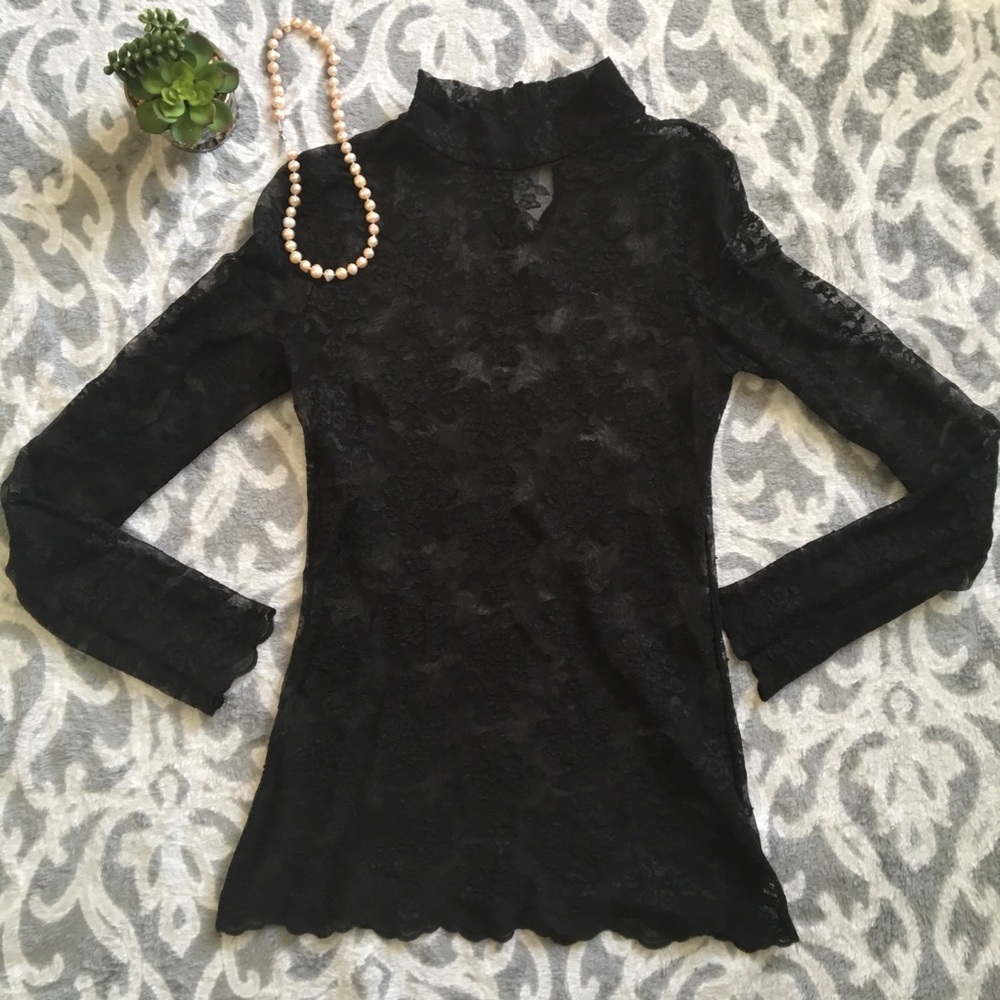 Sheer lace black top